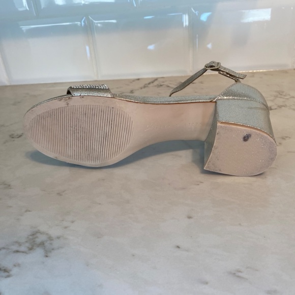 Bridal Sandal with Block Heel in Champagne Gold and Rhinestones, Size 8 - Picture 7 of 11